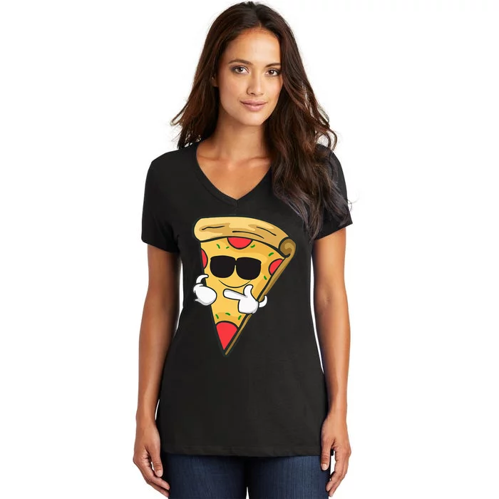 Cool Sunglasses Pizza Women's V-Neck T-Shirt