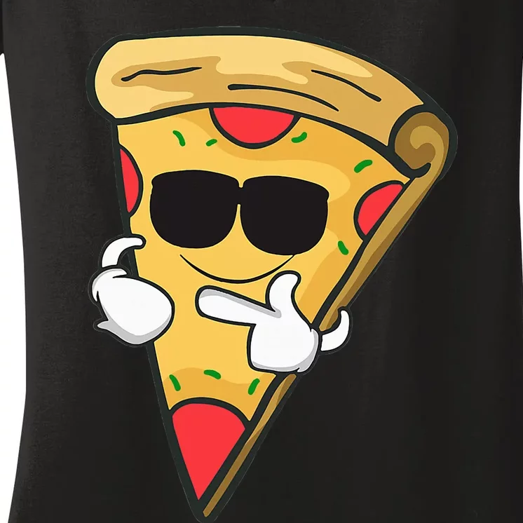 Cool Sunglasses Pizza Women's V-Neck T-Shirt