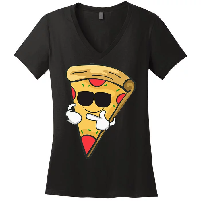 Cool Sunglasses Pizza Women's V-Neck T-Shirt