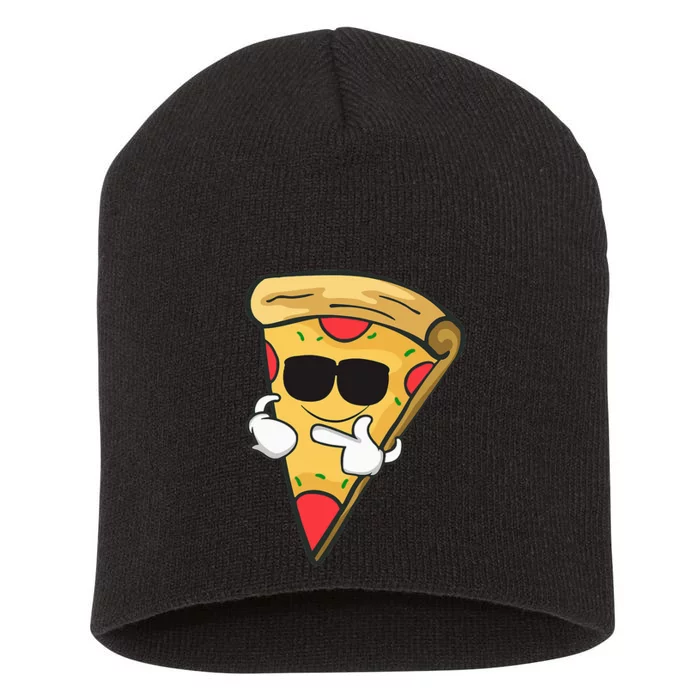 Cool Sunglasses Pizza Short Acrylic Beanie