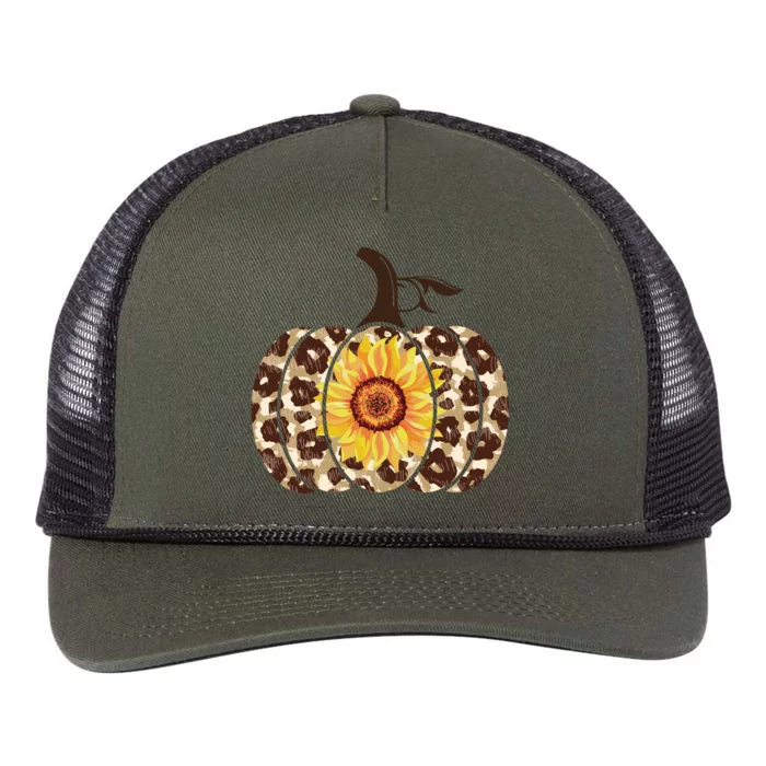 Cheetah Sunflower Pumpkin Retro Rope Trucker Hat Cap