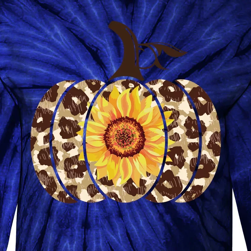 Cheetah Sunflower Pumpkin Tie-Dye Long Sleeve Shirt