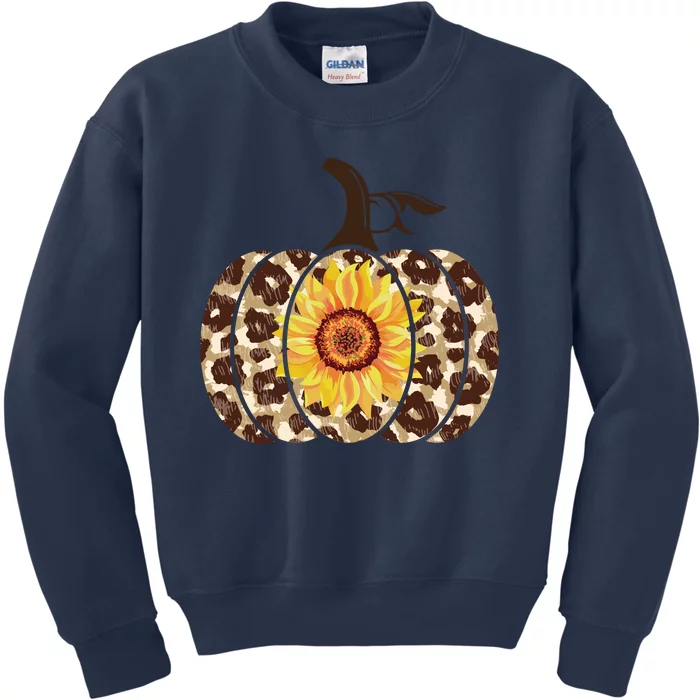 Cheetah Sunflower Pumpkin Kids Sweatshirt