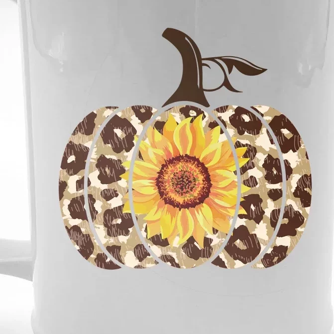 Cheetah Sunflower Pumpkin Front & Back Beer Stein