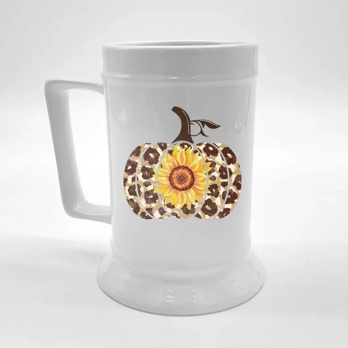 Cheetah Sunflower Pumpkin Front & Back Beer Stein