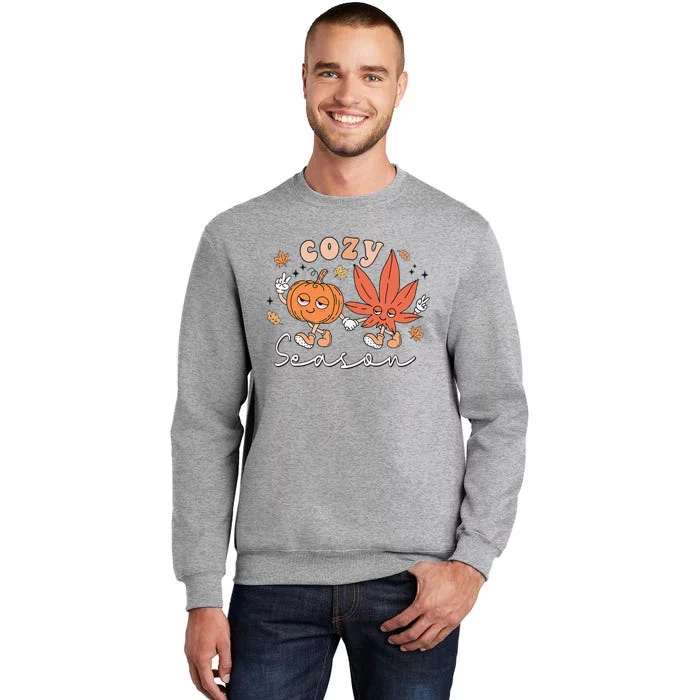 Cozy Season Pumpkin Weed Marijuana Happy Fall Thanksgiving Tall Sweatshirt