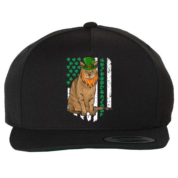 Chausie St Patricks Day Irish American Flag Funny Gift Wool Snapback Cap