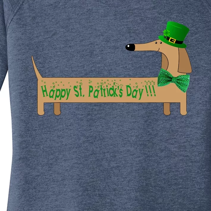 Cute Saint Patrick's Dachshund Doxie Wiener Dog Lover Women's Perfect Tri Tunic Long Sleeve Shirt