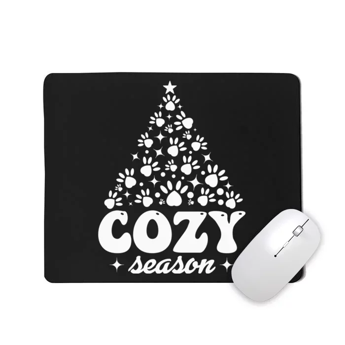 Cozy Season Paw Print Christmas Theme Mousepad