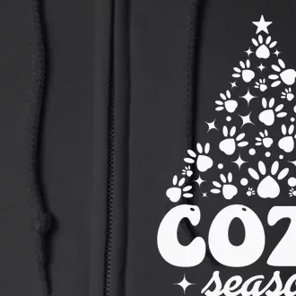 Cozy Season Paw Print Christmas Theme Full Zip Hoodie