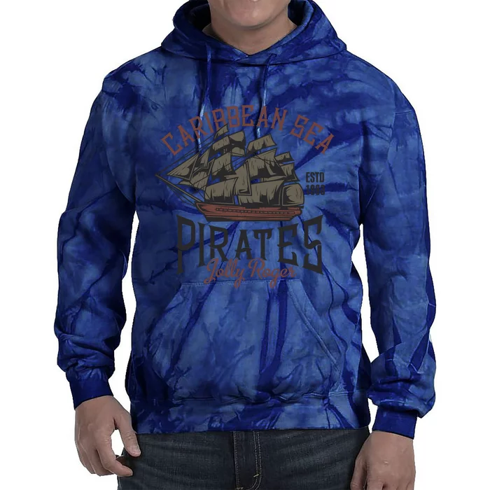 Carribbean Sea Pirates Jolly Roger Tie Dye Hoodie