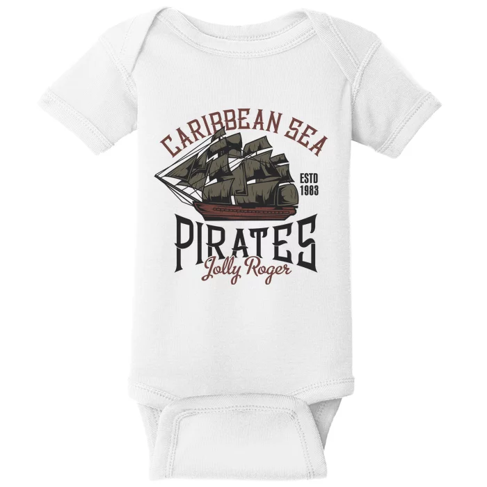 Carribbean Sea Pirates Jolly Roger Baby Bodysuit