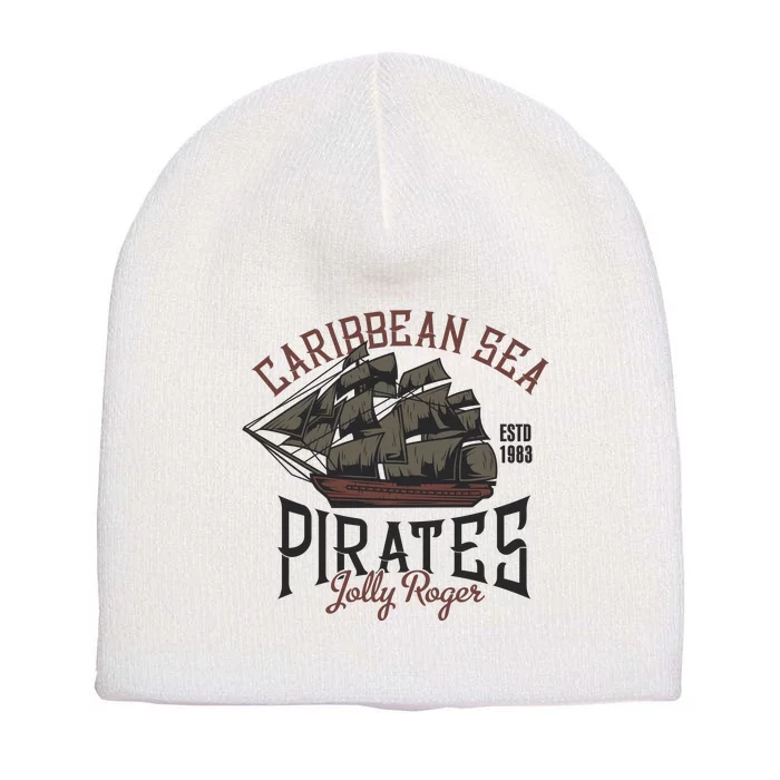 Carribbean Sea Pirates Jolly Roger Short Acrylic Beanie