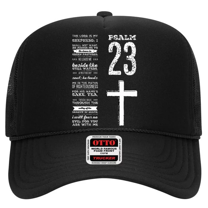 Christian Scripture Psalm 23 Y.O.U.T.H Group Pastor Faith High Crown Mesh Trucker Hat