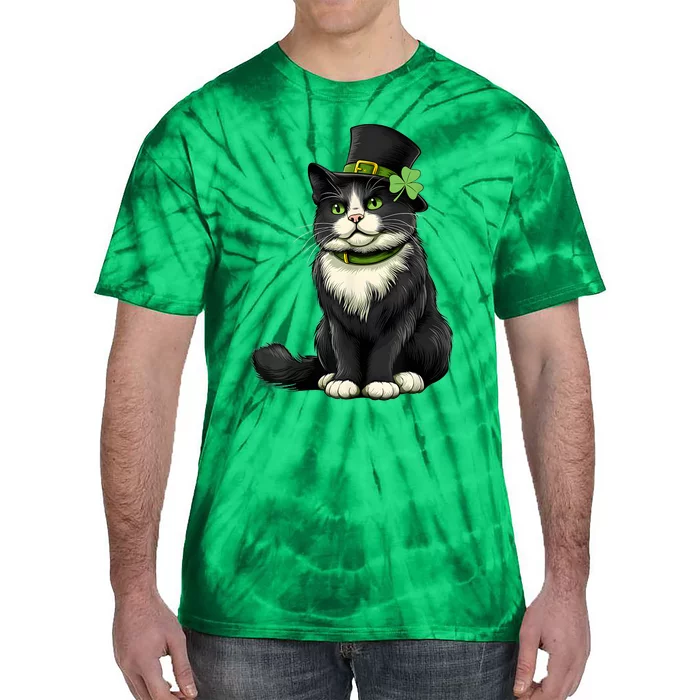 Cat St Patricks Day Shamrock Irish Tie-Dye T-Shirt