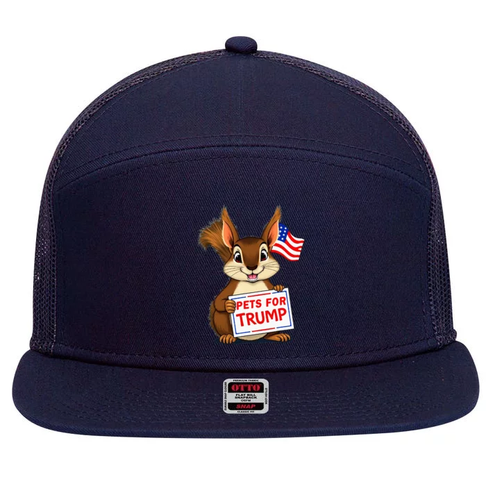 Cute Squirrel Pets For Trump 7 Panel Mesh Trucker Snapback Hat