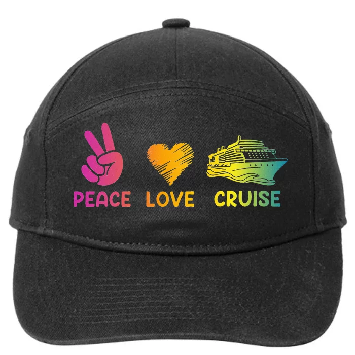 Cruise Ship Peace Love Cruise Funny 7-Panel Snapback Hat