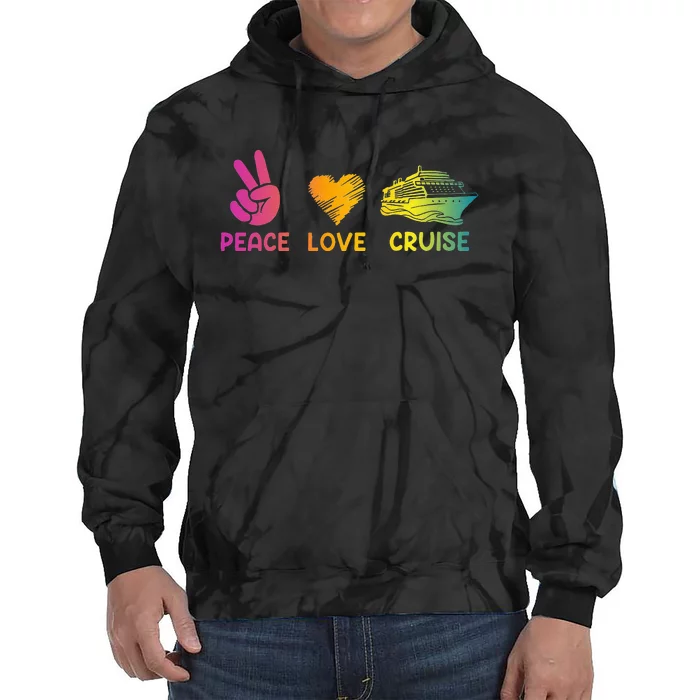 Cruise Ship Peace Love Cruise Funny Tie Dye Hoodie