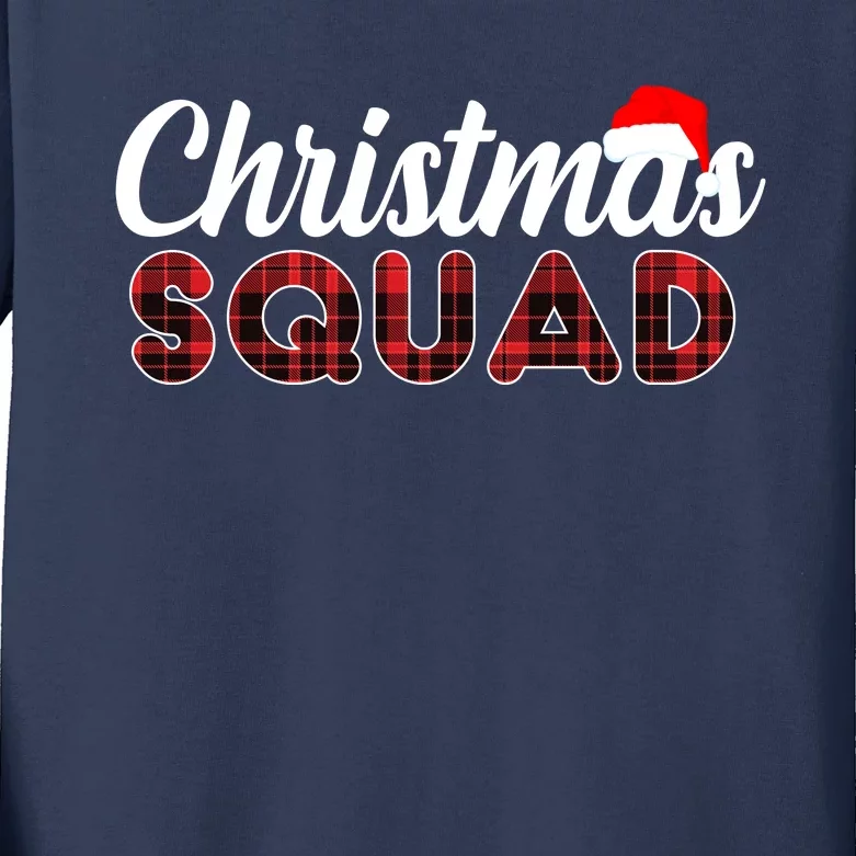 Christmas Squad Plaid Santa Kids Long Sleeve Shirt