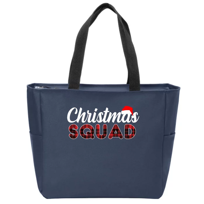 Christmas Squad Plaid Santa Zip Tote Bag