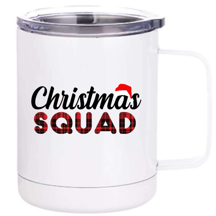 Christmas Squad Plaid Santa Front & Back 12oz Stainless Steel Tumbler Cup