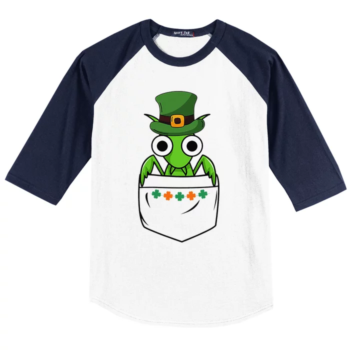 Cute Saint Patrick's Day Ant With Green Hat In Pocket Baseball Sleeve Shirt