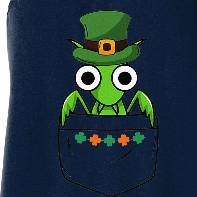 Cute Saint Patrick's Day Ant With Green Hat In Pocket Women's Racerback Tank