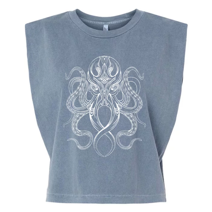 Contemporary Symmetrical Pattern Octopus Garment-Dyed Women's Muscle Tee