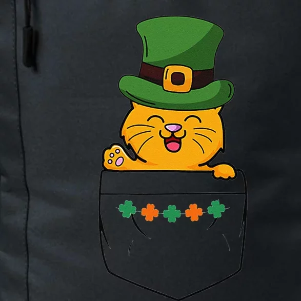 Cute Saint Patrick's Day Cat With Green Hat In Pocket Daily Commute Backpack