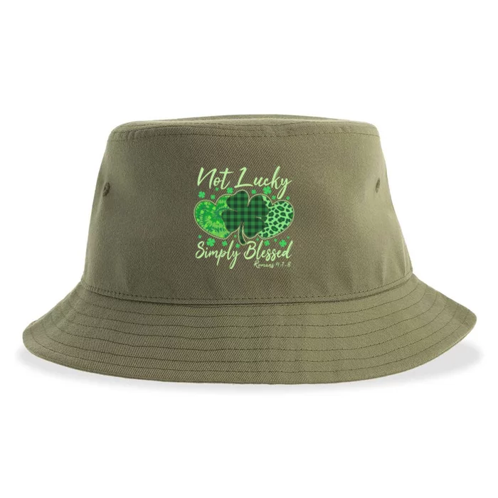 Cute St. Patrick's Day Not Lucky Simply Blessed Romans 4: 78 Sustainable Bucket Hat