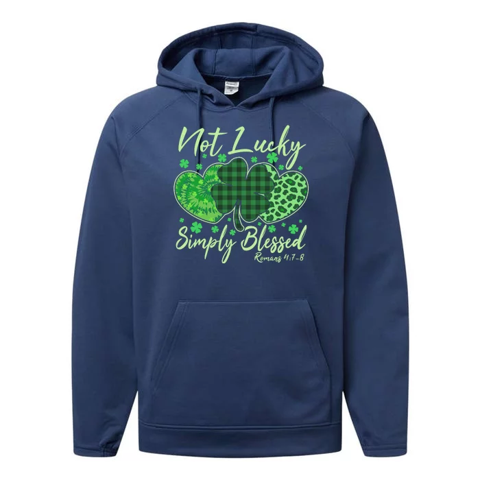 Cute St. Patrick's Day Not Lucky Simply Blessed Romans 4: 78 Performance Fleece Hoodie