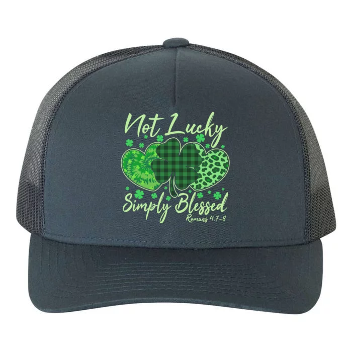 Cute St. Patrick's Day Not Lucky Simply Blessed Romans 4: 78 Yupoong Adult 5-Panel Trucker Hat