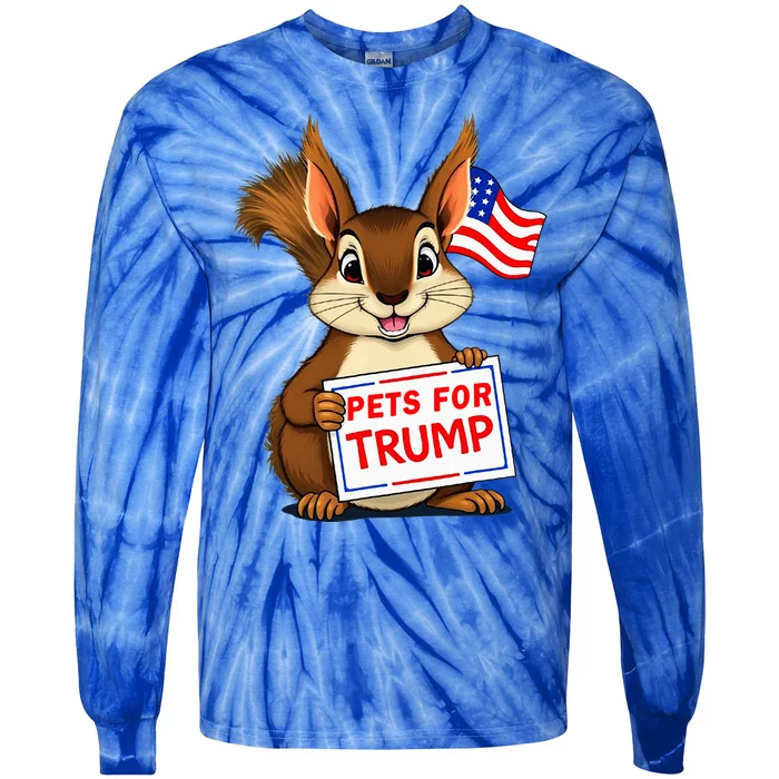 Cute Squirrel Pets For Trump Funny Tie-Dye Long Sleeve Shirt