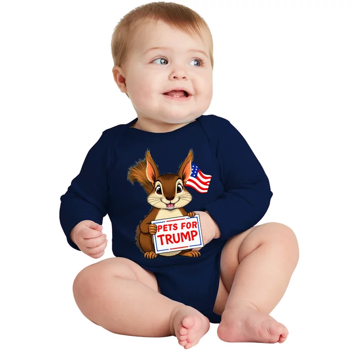 Cute Squirrel Pets For Trump Funny Baby Long Sleeve Bodysuit