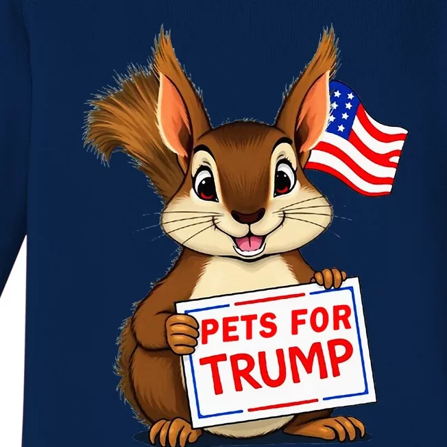 Cute Squirrel Pets For Trump Funny Baby Long Sleeve Bodysuit