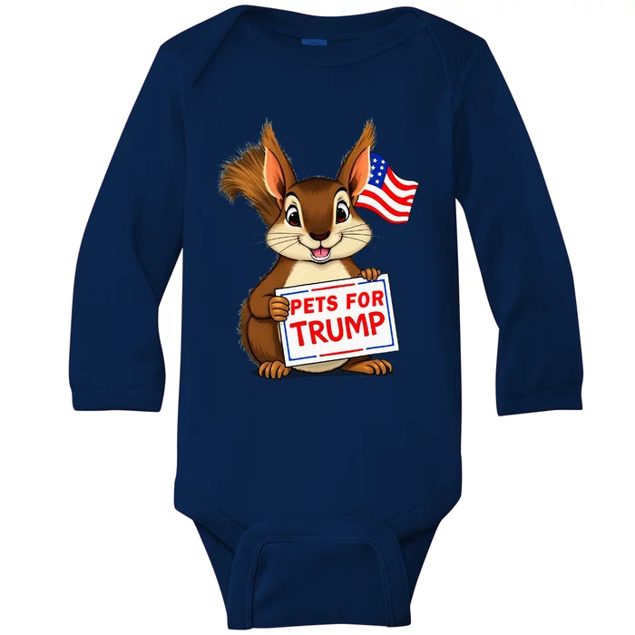 Cute Squirrel Pets For Trump Funny Baby Long Sleeve Bodysuit