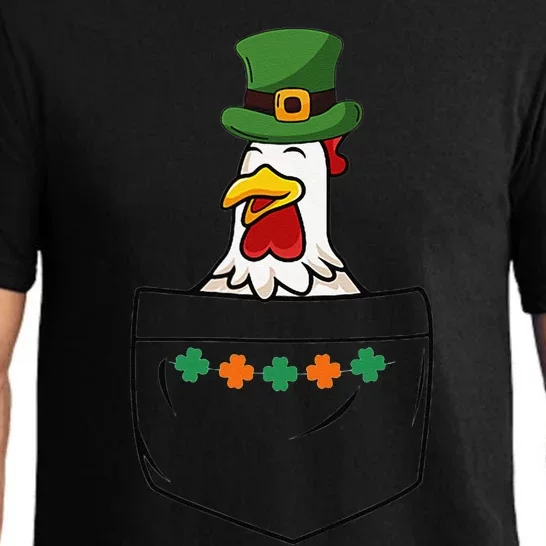 Cute Saint Patrick's Day Chicken With Green Hat In Pocket Pajama Set