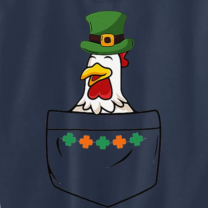 Cute Saint Patrick's Day Chicken With Green Hat In Pocket Kids Sweatshirt