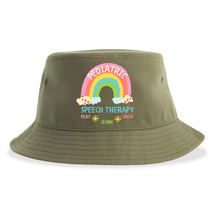 Cute Spring Pediatric Speech Therapy Slp Rainbow Therapist Gift Sustainable Bucket Hat