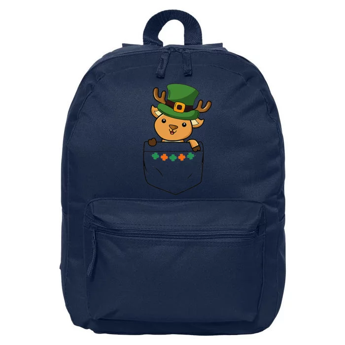 Cute Saint Patrick's Day Deer With Green Hat In Pocket 16 in Basic Backpack