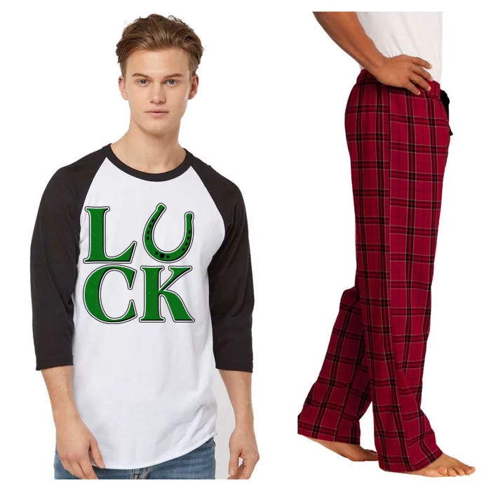 Cool St Patrick's Day Luck Lucky Horseshoe Raglan Sleeve Pajama Set