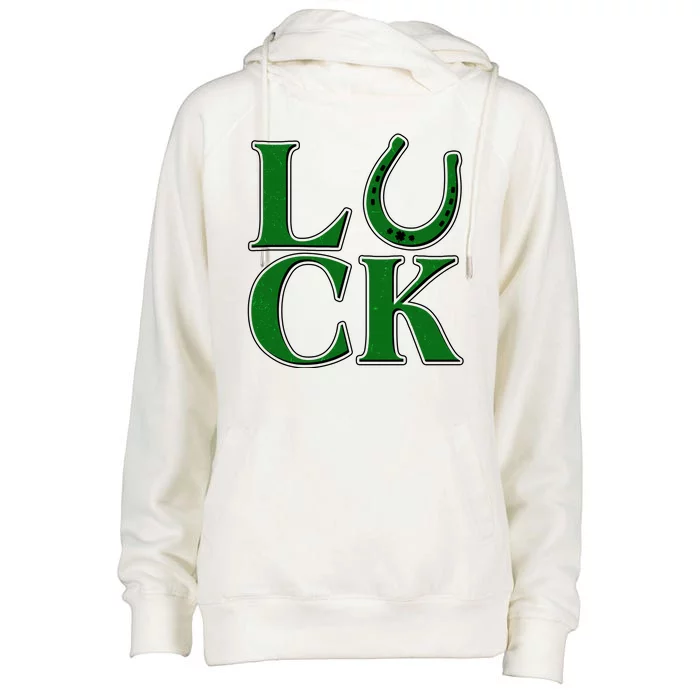 Cool St Patrick's Day Luck Lucky Horseshoe Womens Funnel Neck Pullover Hood