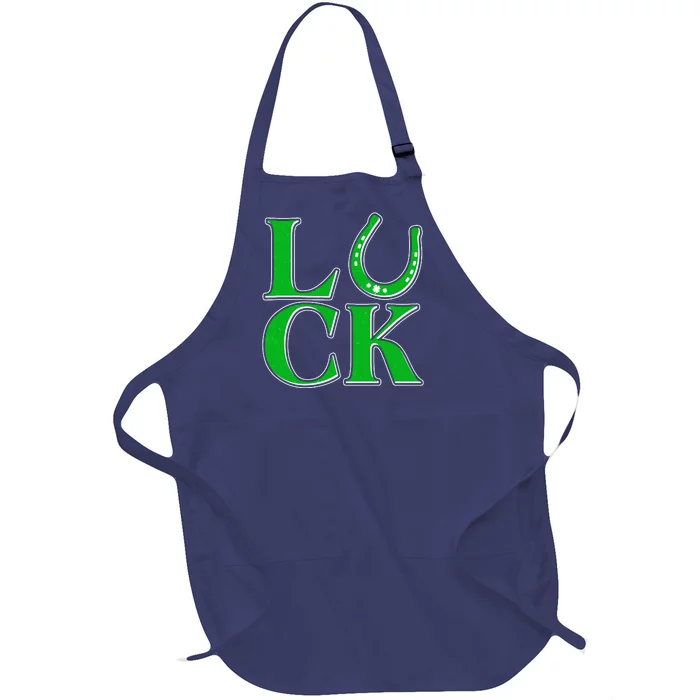 Cool St Patrick's Day Luck Lucky Horseshoe Full-Length Apron With Pocket