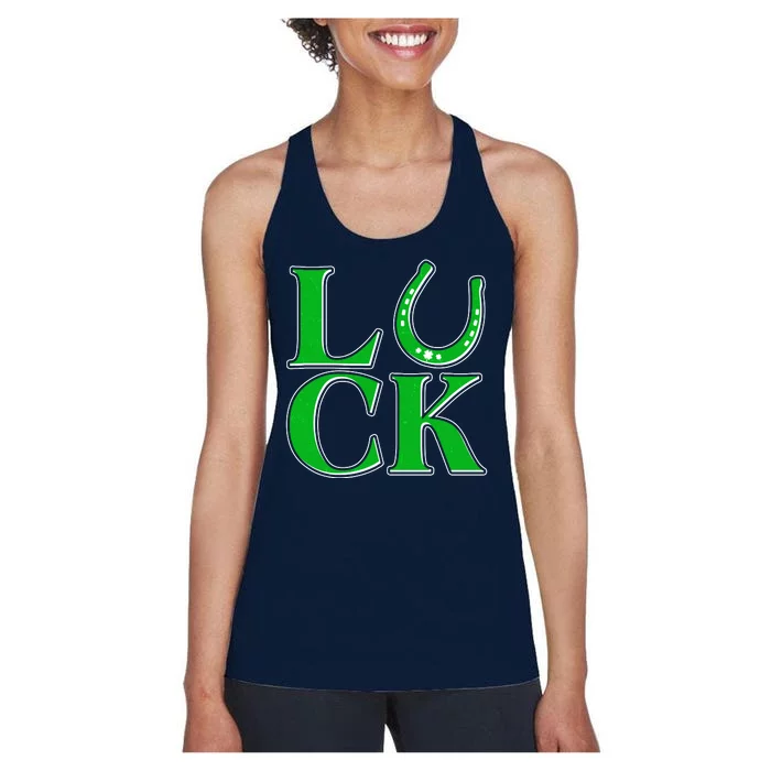 Cool St Patrick's Day Luck Lucky Horseshoe Women's Racerback Tank