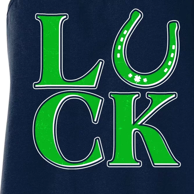 Cool St Patrick's Day Luck Lucky Horseshoe Women's Racerback Tank