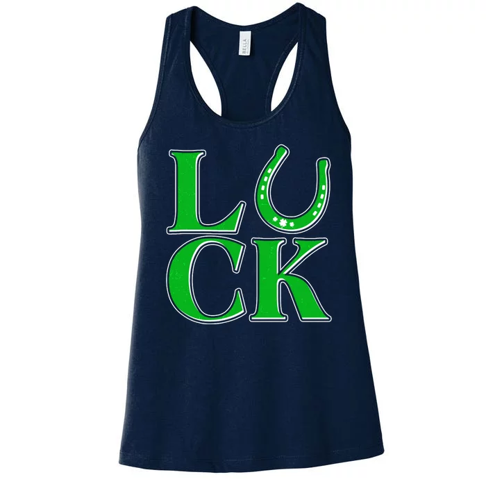 Cool St Patrick's Day Luck Lucky Horseshoe Women's Racerback Tank