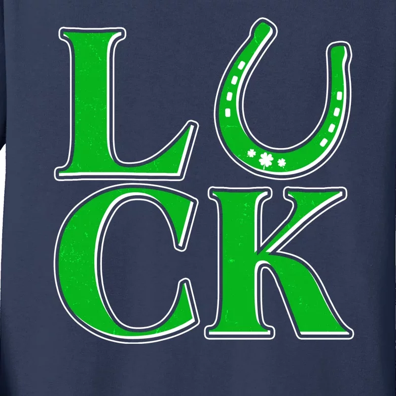 Cool St Patrick's Day Luck Lucky Horseshoe Kids Long Sleeve Shirt