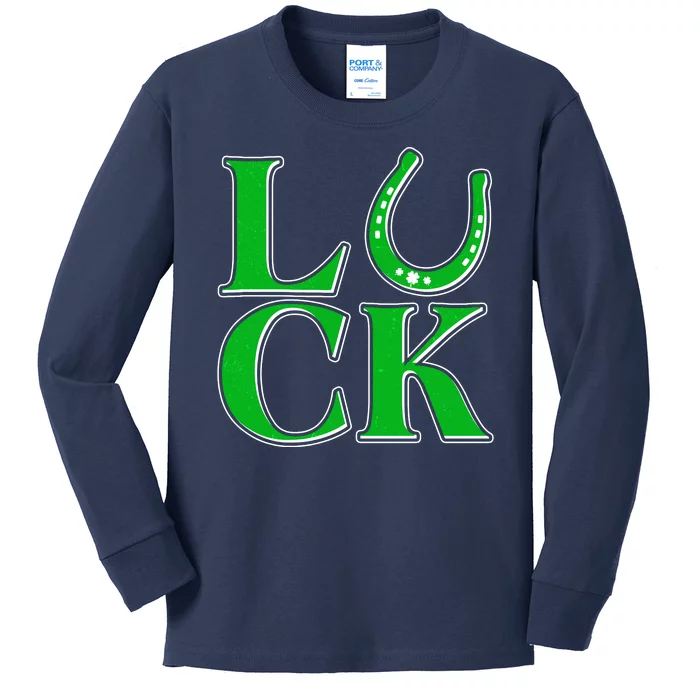 Cool St Patrick's Day Luck Lucky Horseshoe Kids Long Sleeve Shirt