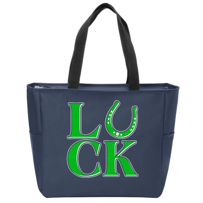 Cool St Patrick's Day Luck Lucky Horseshoe Zip Tote Bag