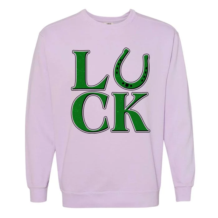 Cool St Patrick's Day Luck Lucky Horseshoe Garment-Dyed Sweatshirt